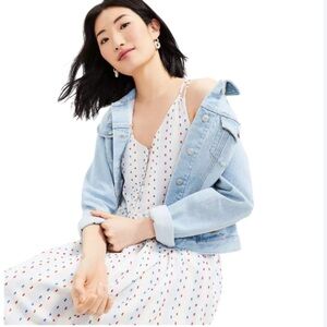 LOFT Petite Clip Strappy Button Midi Dress with Colorful Yarn Dots Sz 6P